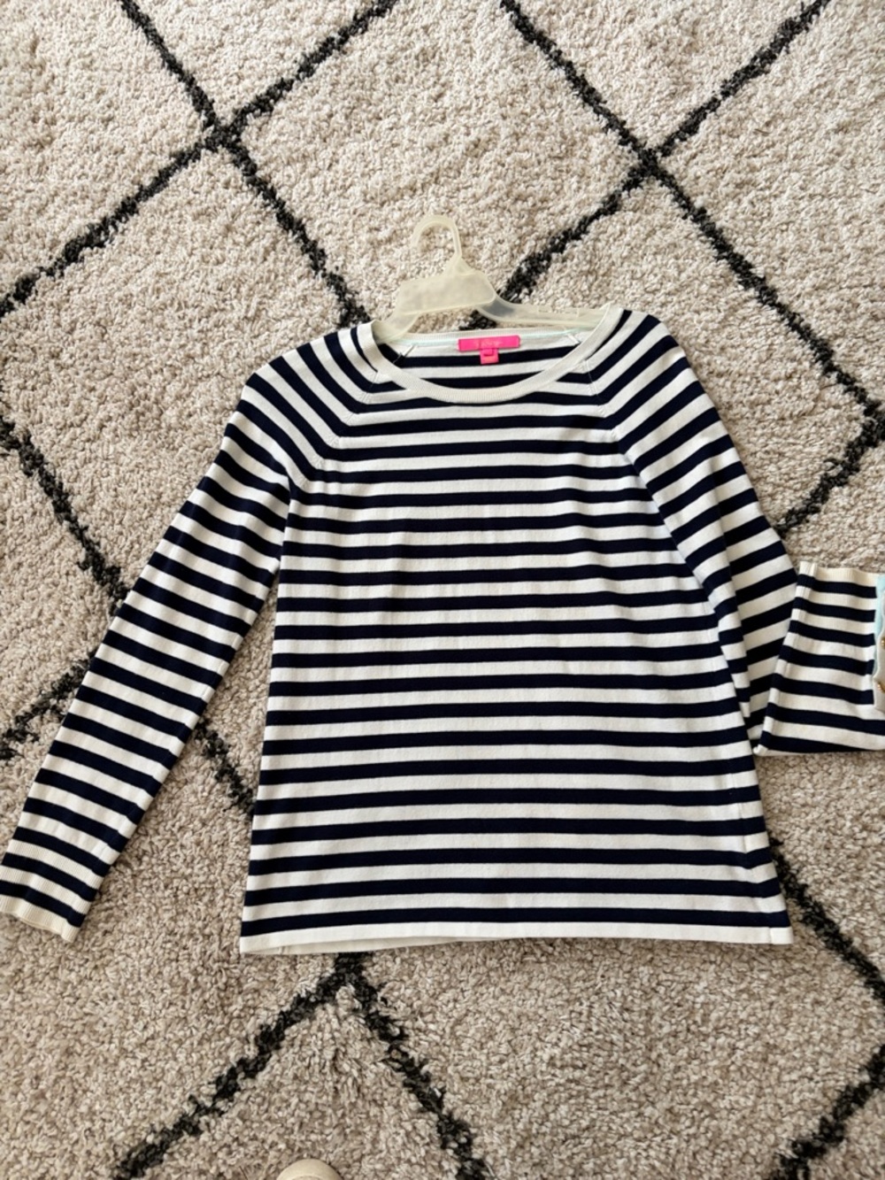 Lilly Pulitzer Navy and White Striped Long-Sleeve Tee